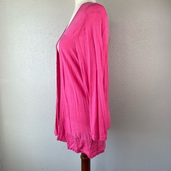 August Silk Pink Open Front Cardigan Sweater Size L EUC - Picture 3 of 6